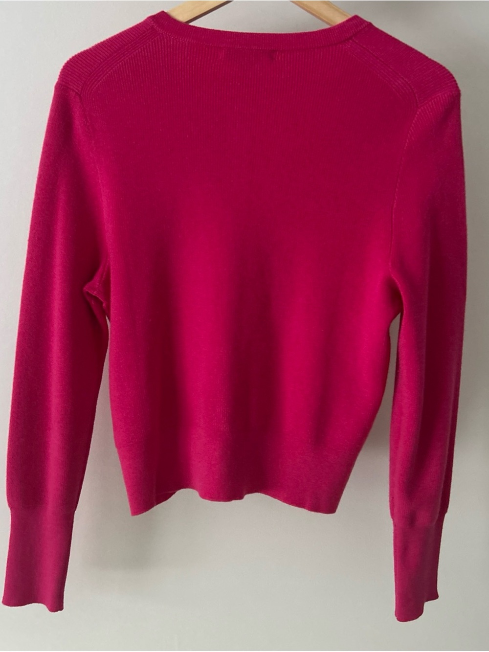 J. Crew Vintage Style Bright Strawberry Pink Button Front Crewneck Cardigan Sz M - Picture 11 of 16